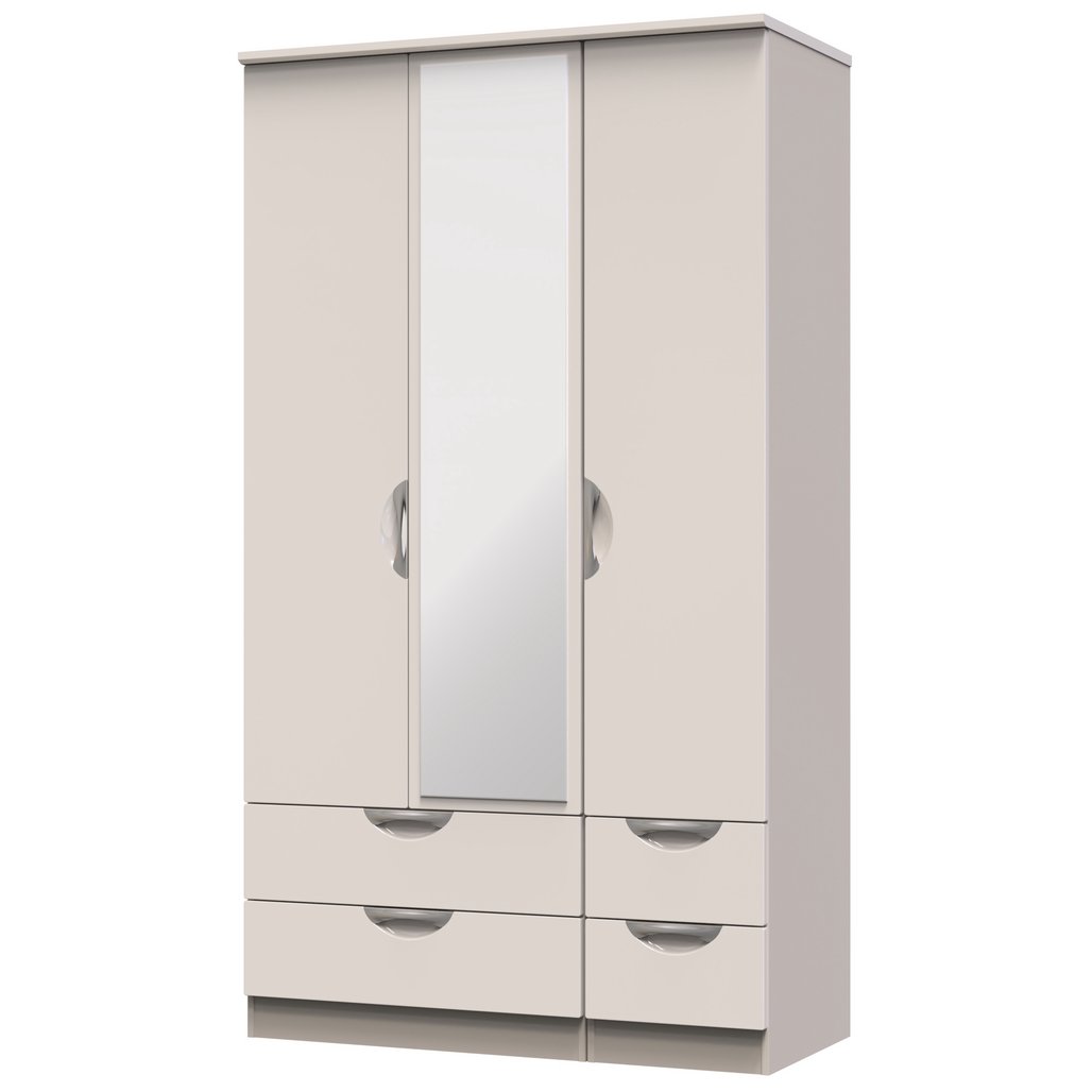 Camden Tall Mirrored 4 Drawer 3 Door Triple Wardrobe