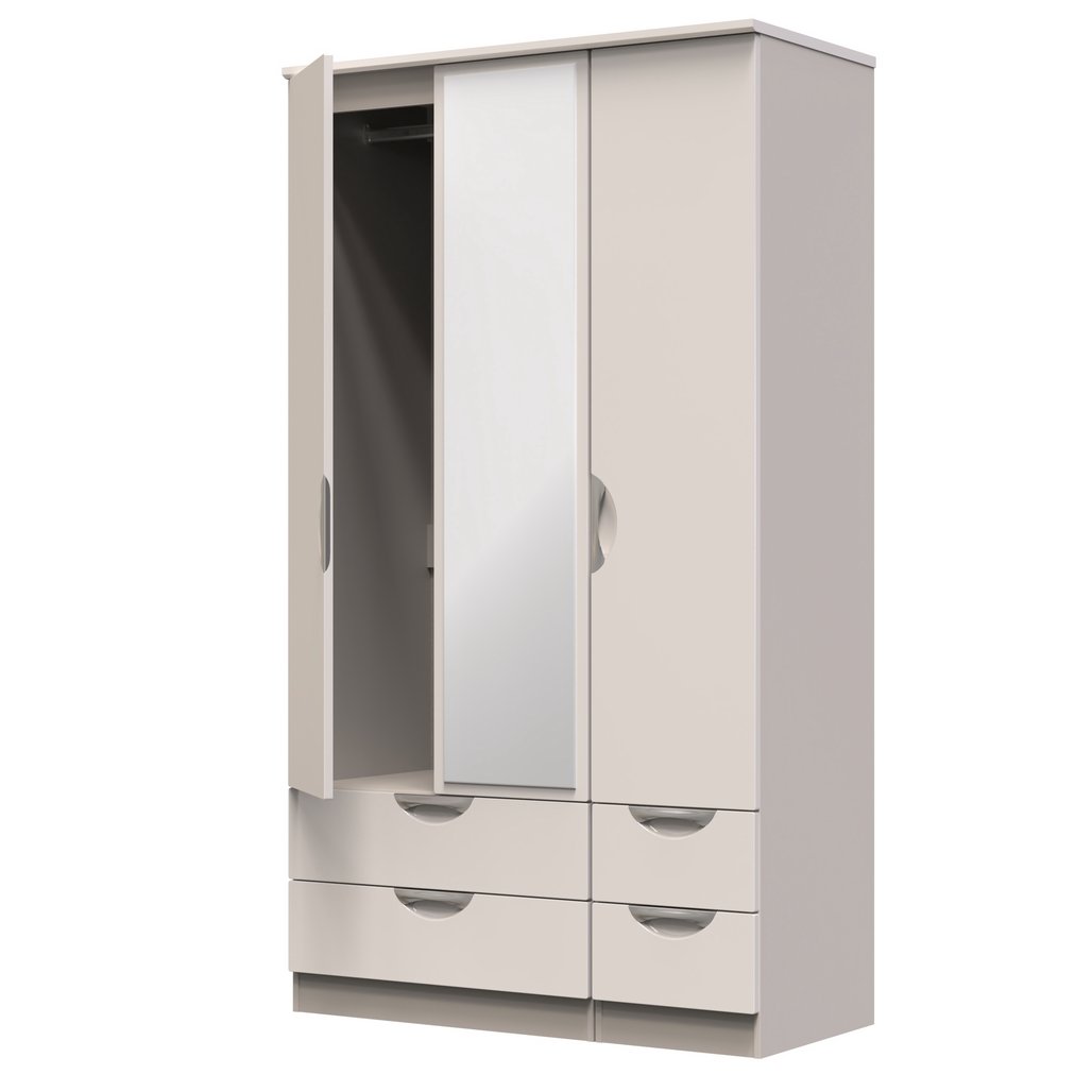 Camden Tall Mirrored 4 Drawer 3 Door Triple Wardrobe
