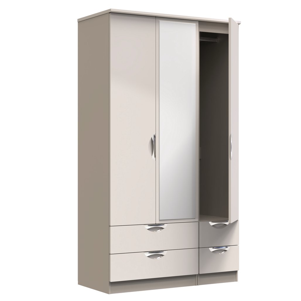Camden Tall Mirrored 4 Drawer 3 Door Triple Wardrobe