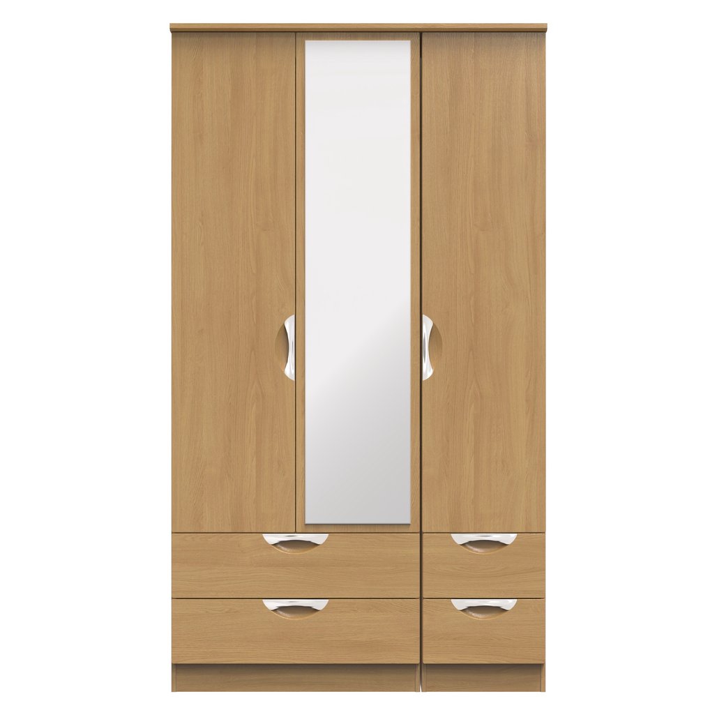 Camden Tall Mirrored 4 Drawer 3 Door Triple Wardrobe