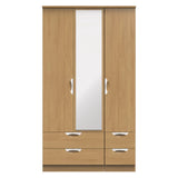 Camden Tall Mirrored 4 Drawer 3 Door Triple Wardrobe