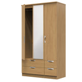 Camden Tall Mirrored 4 Drawer 3 Door Triple Wardrobe