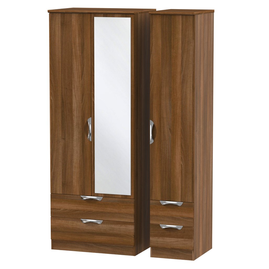 Camden Tall Mirrored 4 Drawer 3 Door Triple Wardrobe