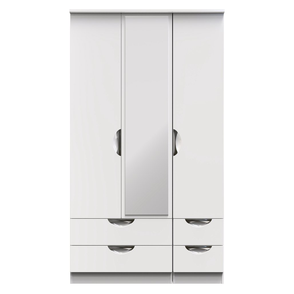 Camden Tall Mirrored 4 Drawer 3 Door Triple Wardrobe