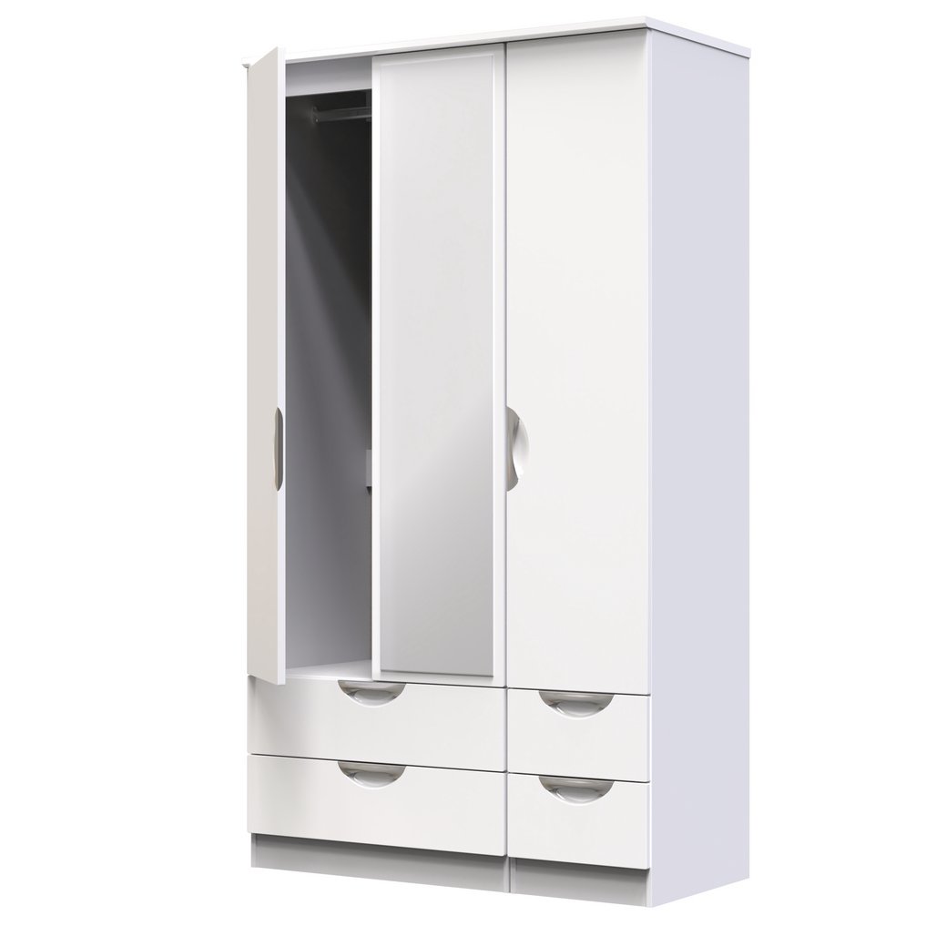 Camden Tall Mirrored 4 Drawer 3 Door Triple Wardrobe