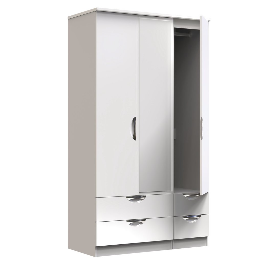 Camden Tall Mirrored 4 Drawer 3 Door Triple Wardrobe