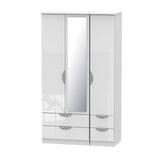Camden Tall Mirrored 4 Drawer 3 Door Triple Wardrobe