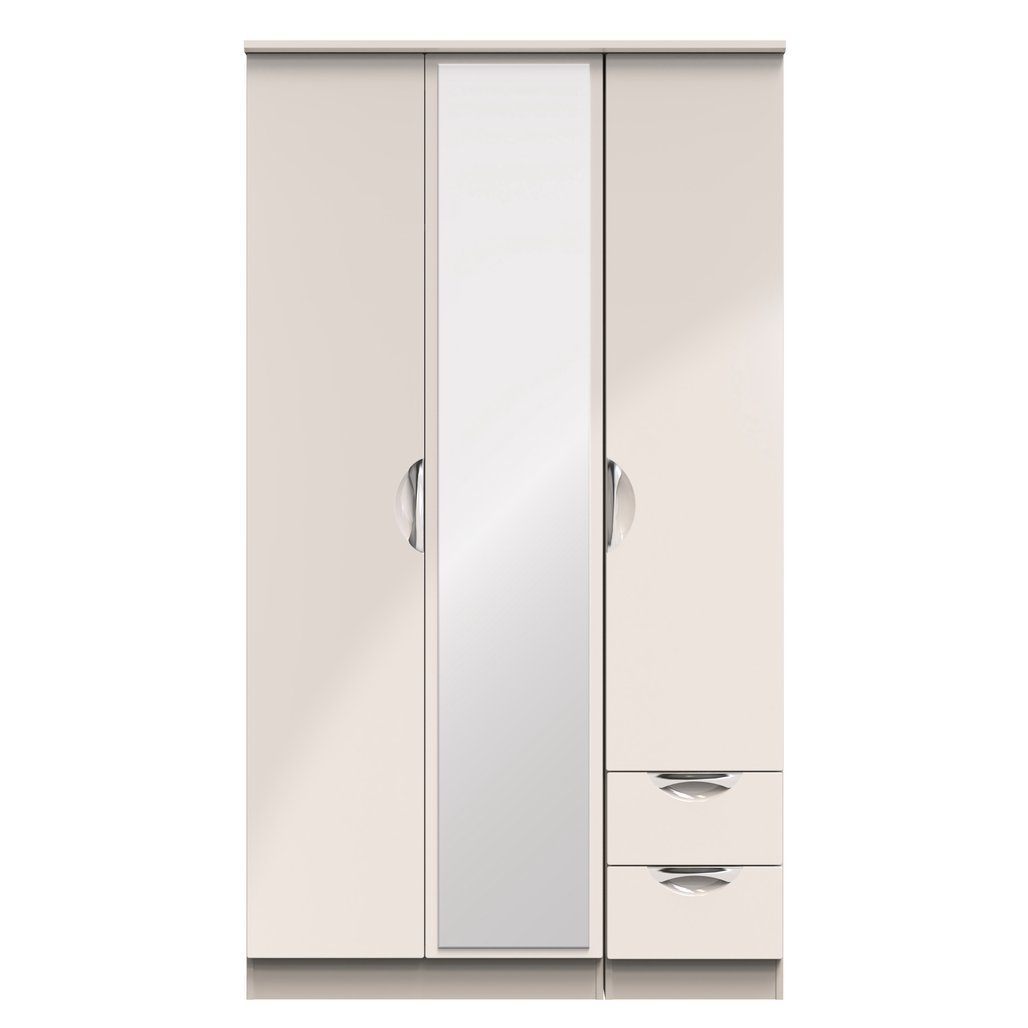 Camden Tall Mirrored 2 Drawer 3 Door Triple Wardrobe
