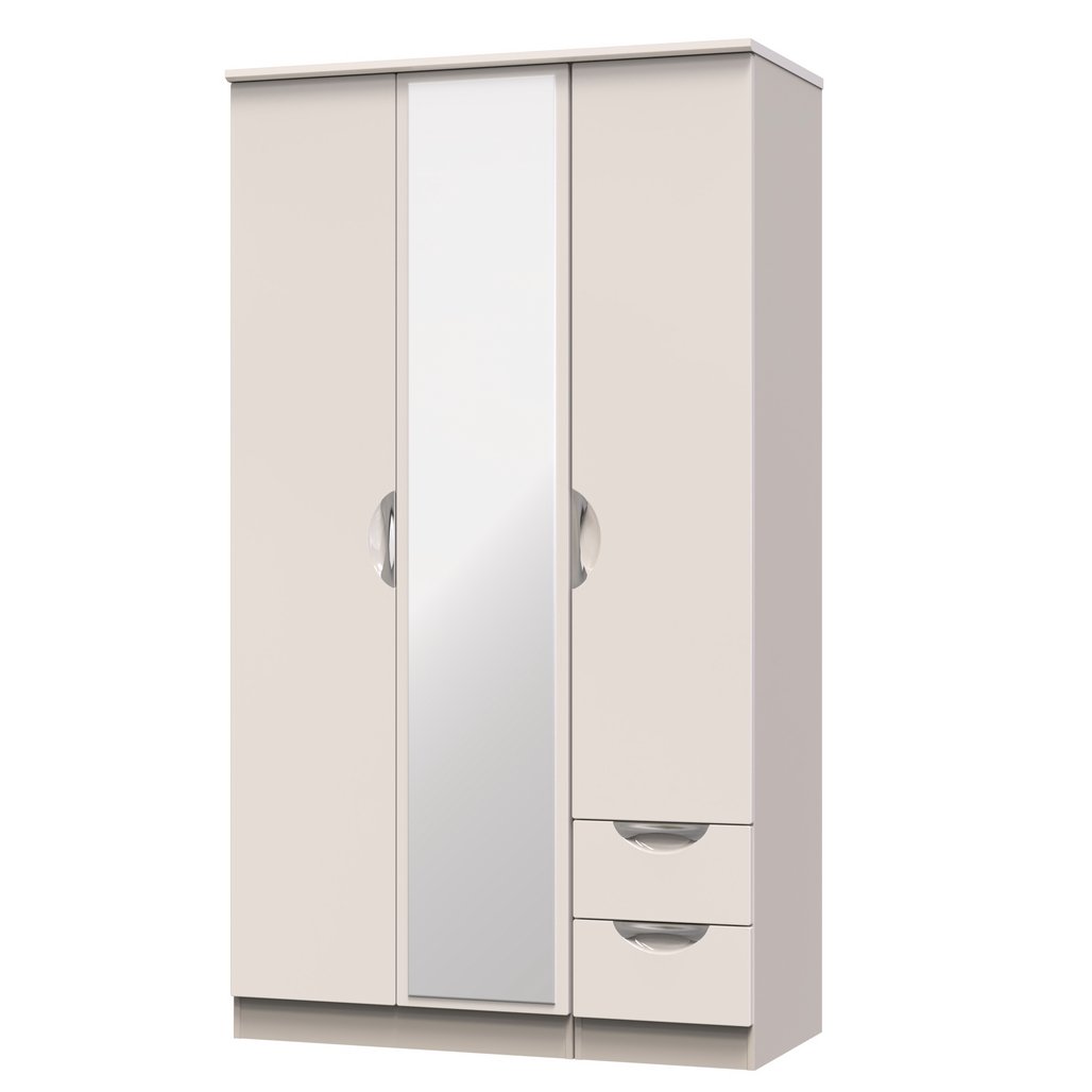 Camden Tall Mirrored 2 Drawer 3 Door Triple Wardrobe