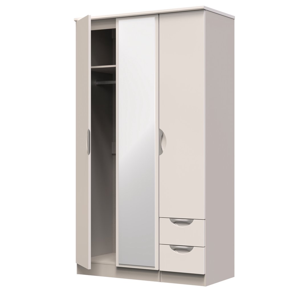 Camden Tall Mirrored 2 Drawer 3 Door Triple Wardrobe