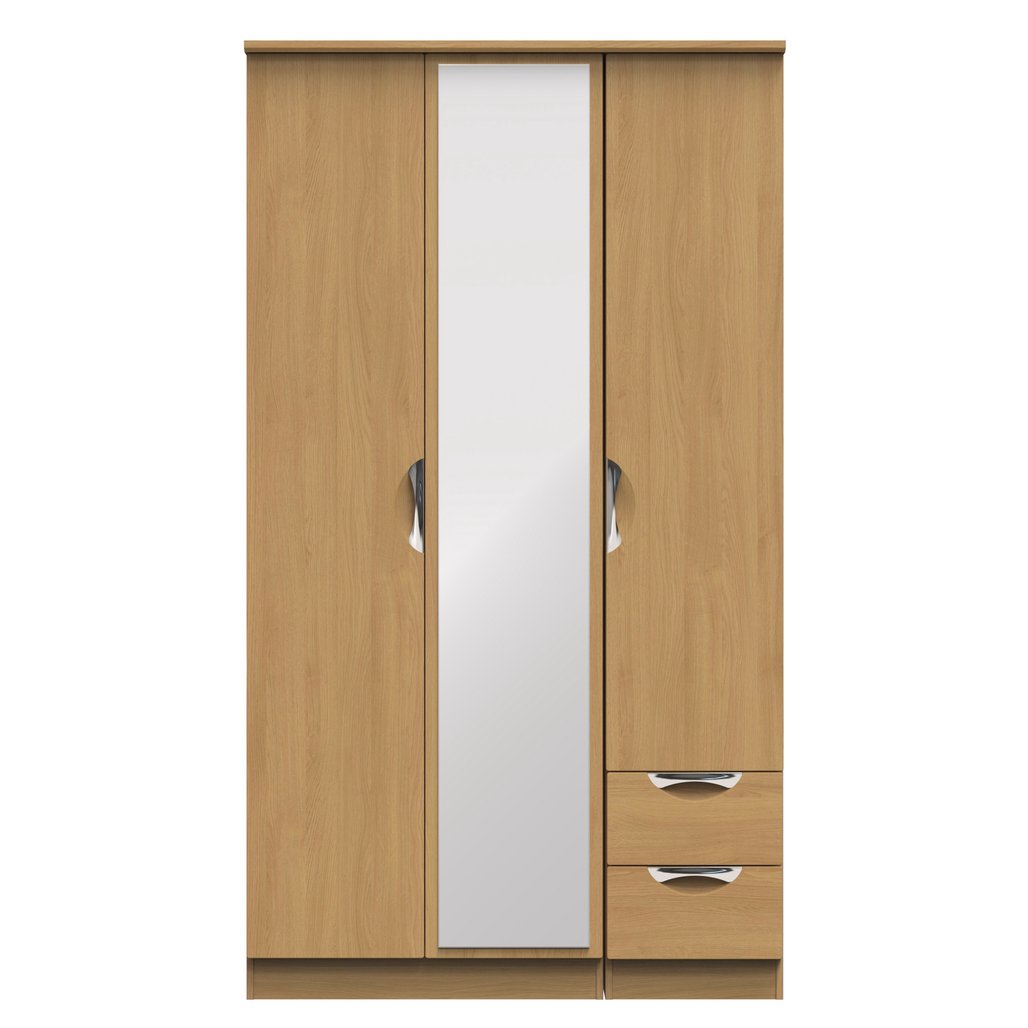 Camden Tall Mirrored 2 Drawer 3 Door Triple Wardrobe