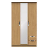 Camden Tall Mirrored 2 Drawer 3 Door Triple Wardrobe