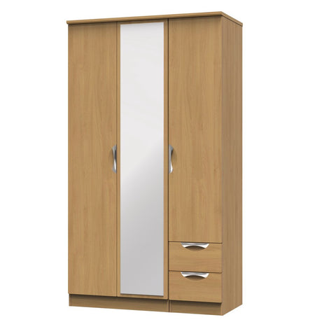 Camden Tall Mirrored 2 Drawer 3 Door Triple Wardrobe
