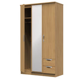 Camden Tall Mirrored 2 Drawer 3 Door Triple Wardrobe