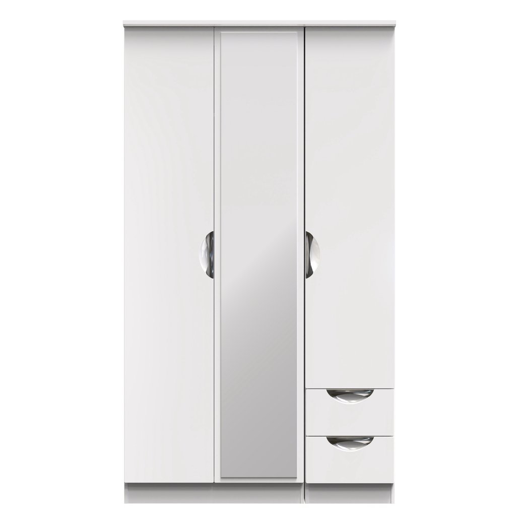 Camden Tall Mirrored 2 Drawer 3 Door Triple Wardrobe