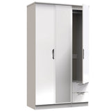 Camden Tall Mirrored 2 Drawer 3 Door Triple Wardrobe