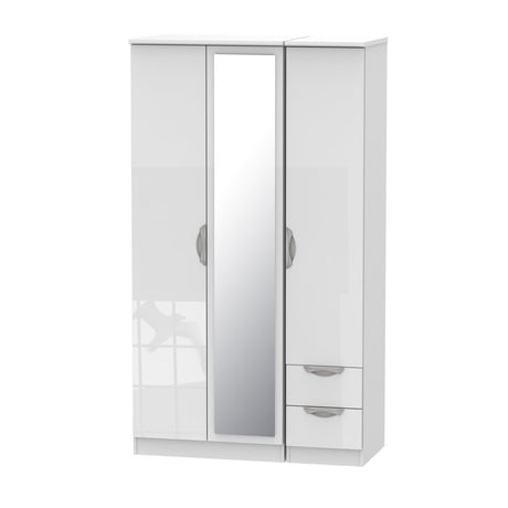 Camden Tall Mirrored 2 Drawer 3 Door Triple Wardrobe