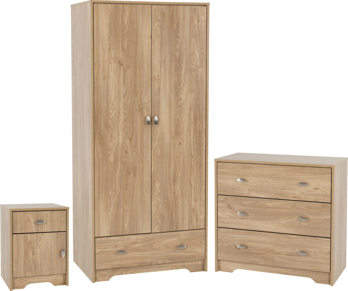 Carlton 2 Door 1 Drawer Wardrobe 3 Piece Bedroom Set