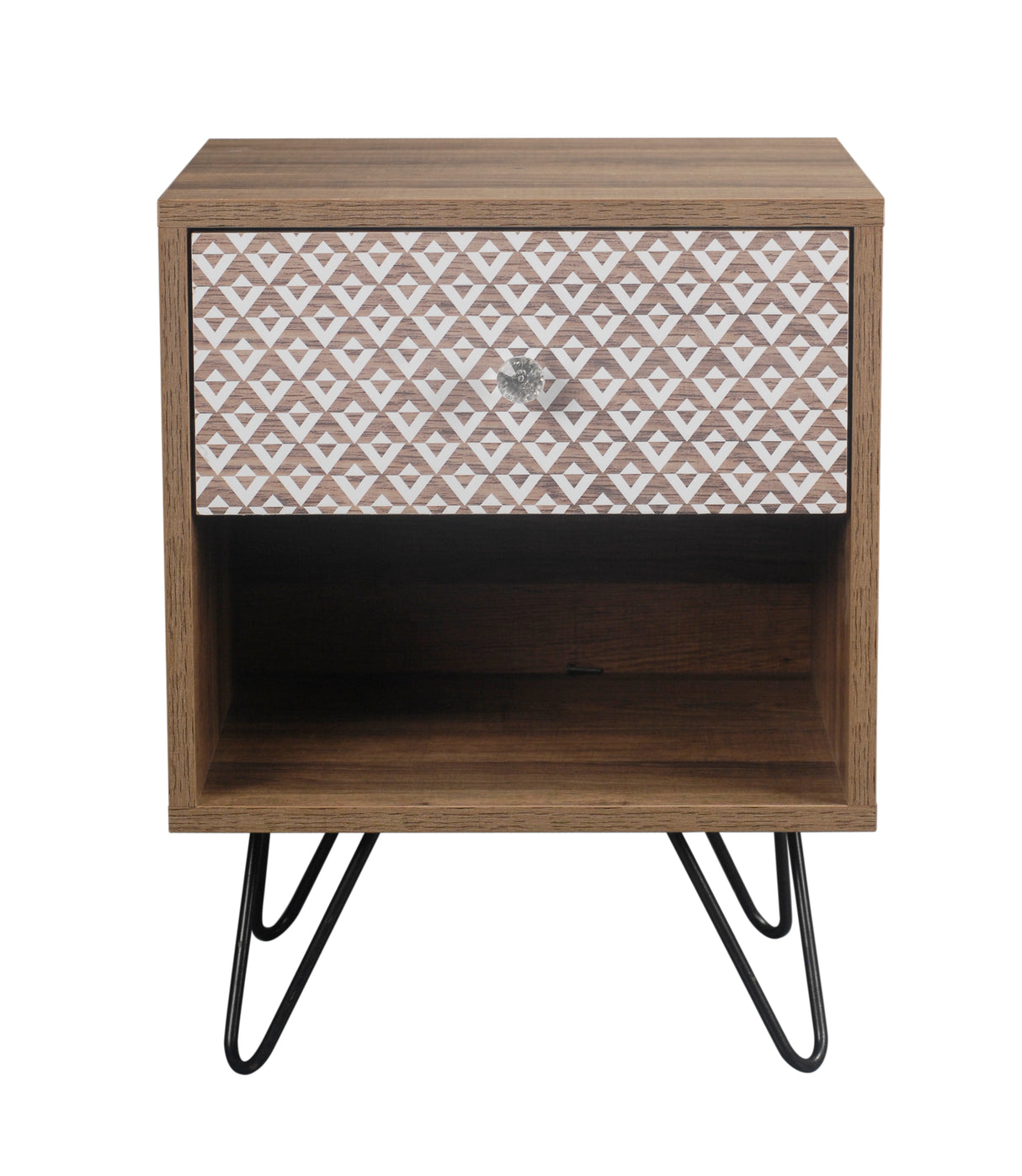 Casablanca 1 Drawer Lamp Table with Black Hairpin Legs