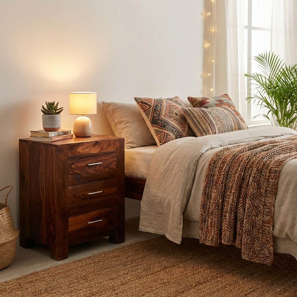 Sequoia 3 Drawer Bedside Table