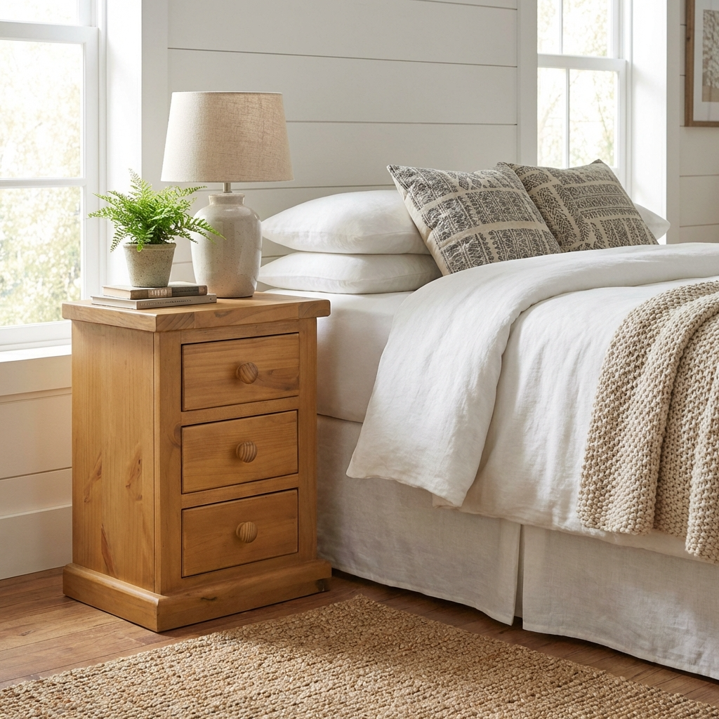 Verde Small 3 Drawer Bedside Table