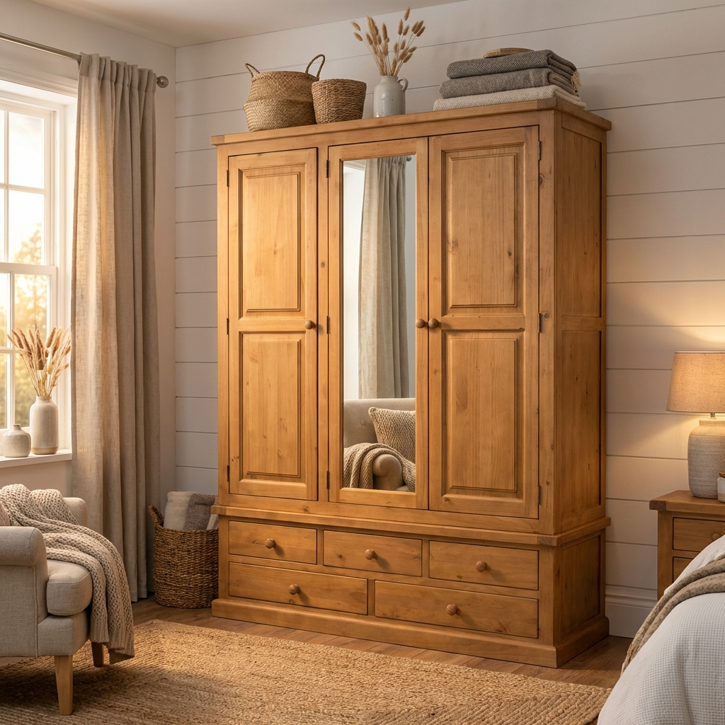 Verde 3 Door 5 Drawer Mirrored Large Triple Wardrobe