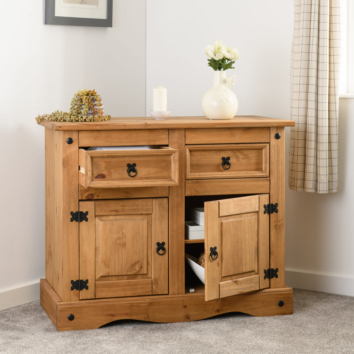 Corona Pine 2 Door 2 Drawer Sideboard