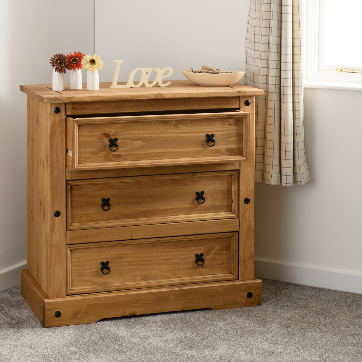 Corona Pine 3 Drawer Chest