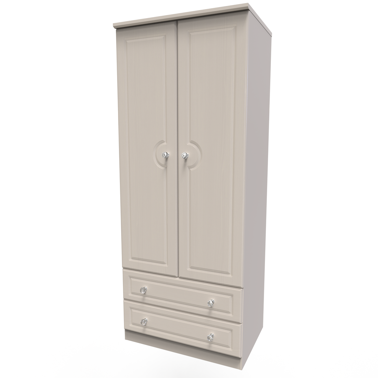 Crystal Ash 2 Door 2 Drawer Wardrobe