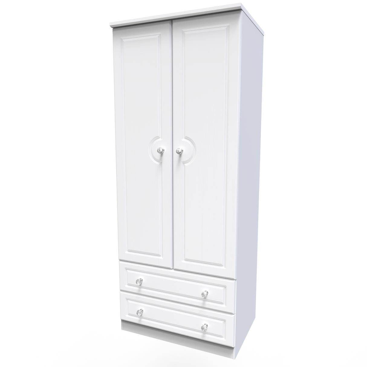 Crystal Ash 2 Door 2 Drawer Wardrobe