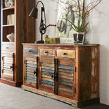 Coastal Rustic Distressed 3 Door 3 Drawer Sideboard