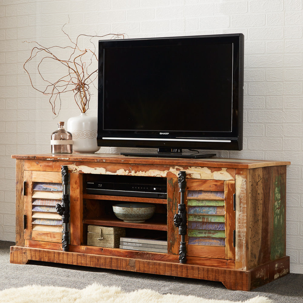 Coastal Rustic Distressed 2 Door TV Unit