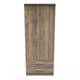 Contrast Vintage Oak 2 Door 2 Drawer Wardrobe