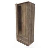 Contrast Vintage Oak 2 Door 2 Drawer Wardrobe