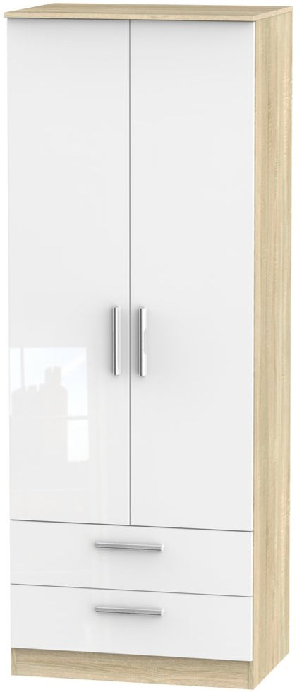 Contrast Tall 2 Drawer 2 Door Double Wardrobe