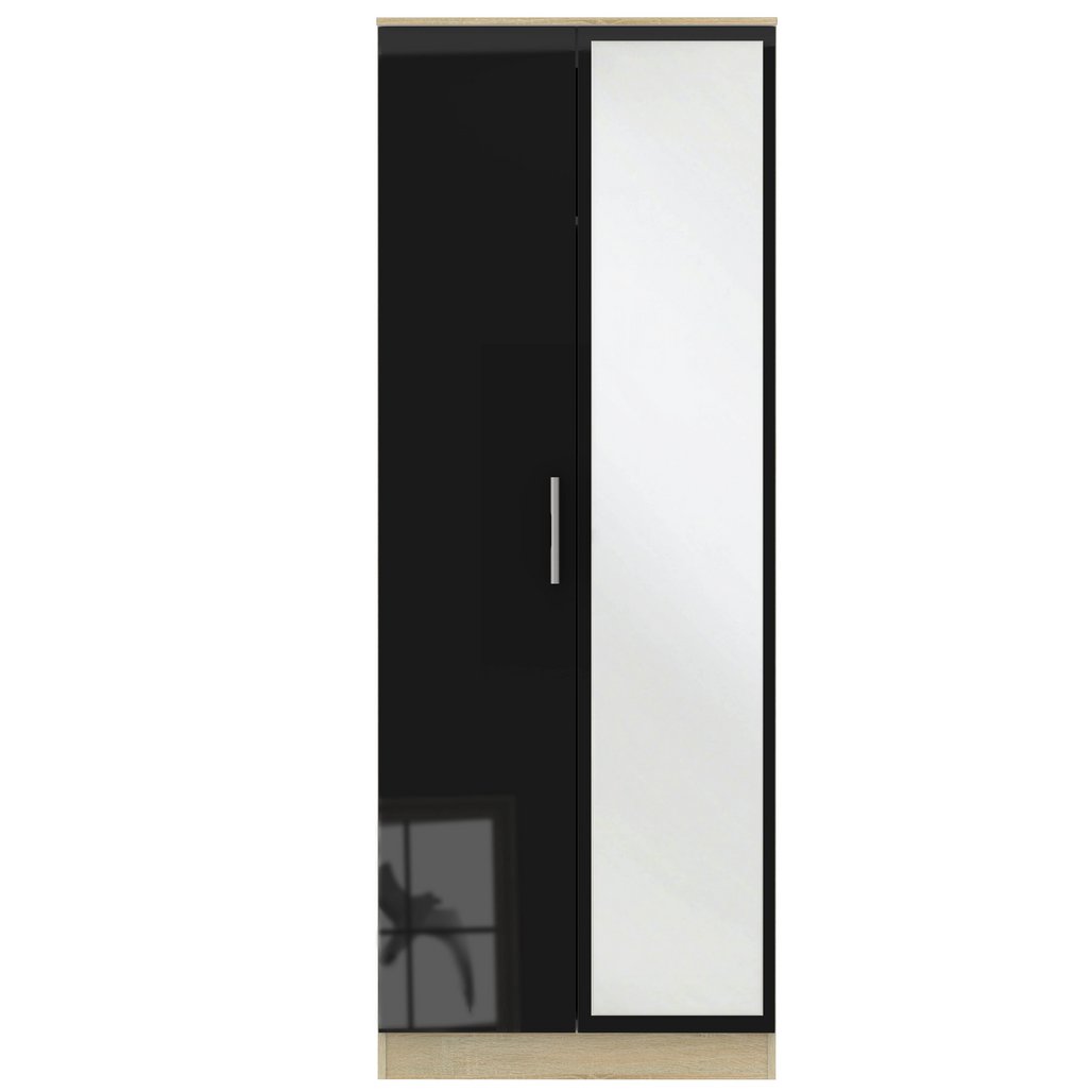 Contrast Tall Mirrored 2 Door Double Wardrobe