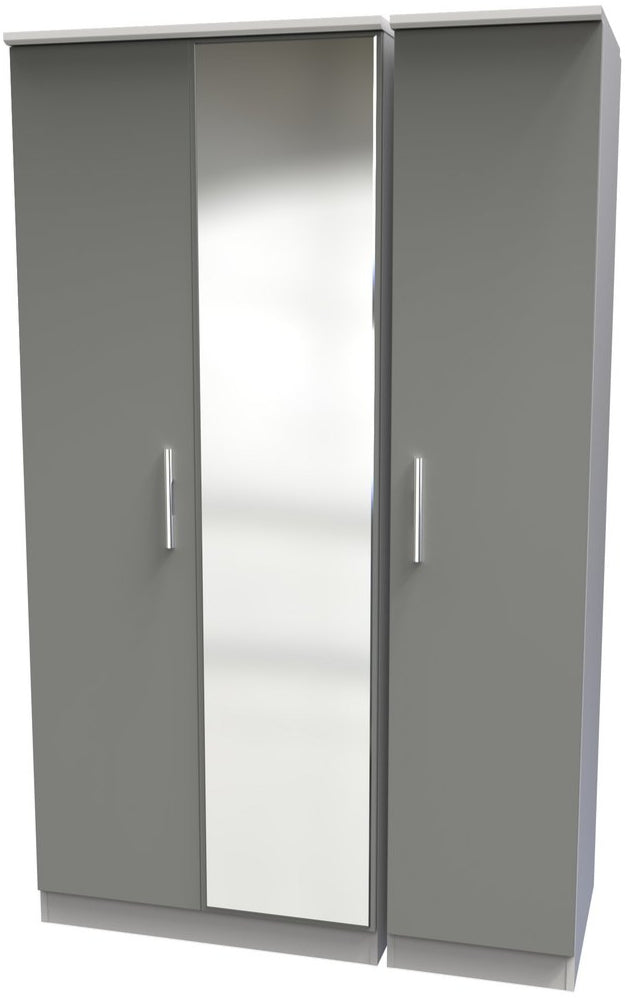 Contrast Mirrored 3 Door Triple Wardrobe