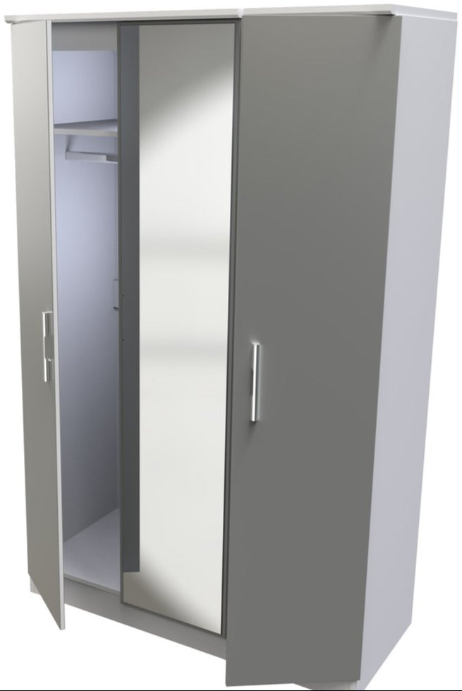 Contrast Mirrored 3 Door Triple Wardrobe