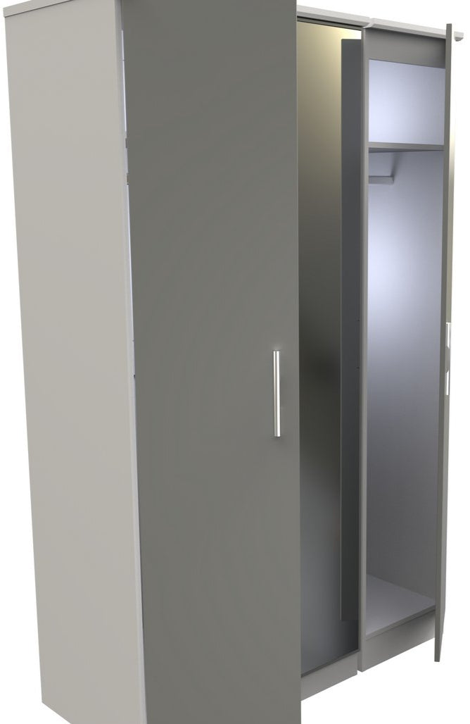 Contrast Mirrored 3 Door Triple Wardrobe