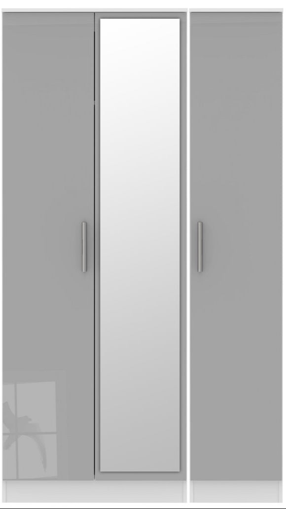Contrast Mirrored 3 Door Triple Wardrobe