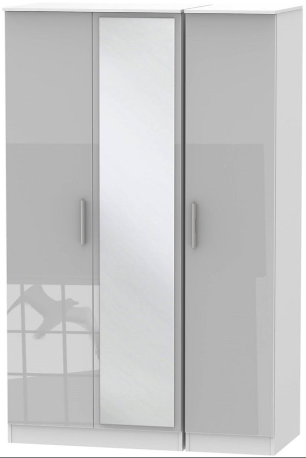 Contrast Mirrored 3 Door Triple Wardrobe