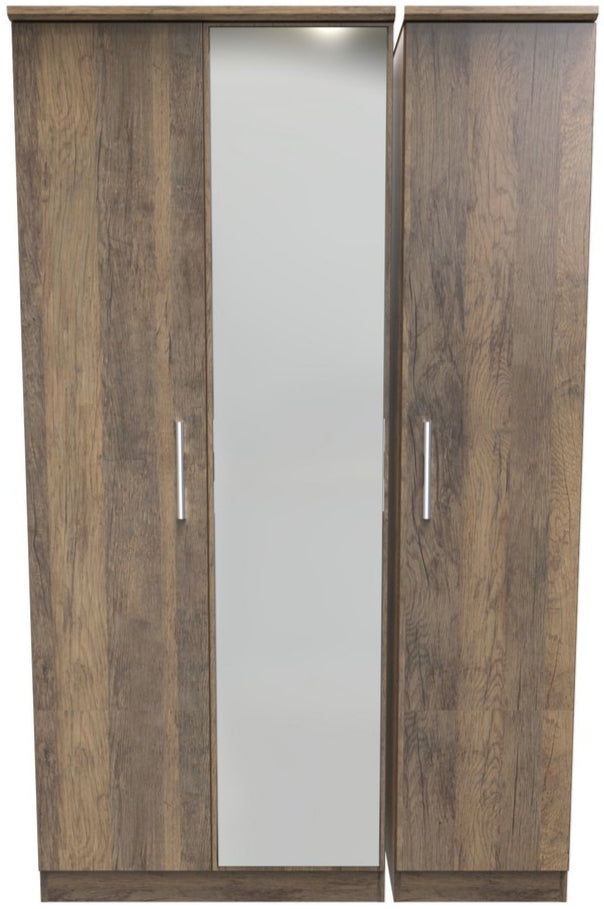 Contrast Mirrored 3 Door Triple Wardrobe