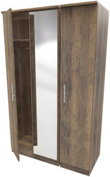 Contrast Mirrored 3 Door Triple Wardrobe