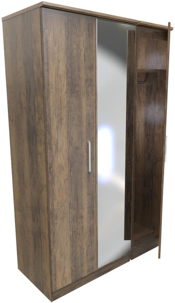 Contrast Mirrored 3 Door Triple Wardrobe