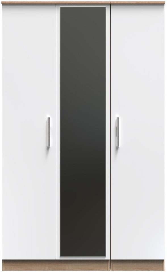 Contrast Mirrored 3 Door Triple Wardrobe