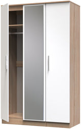 Contrast Mirrored 3 Door Triple Wardrobe