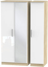 Contrast Mirrored 3 Door Triple Wardrobe