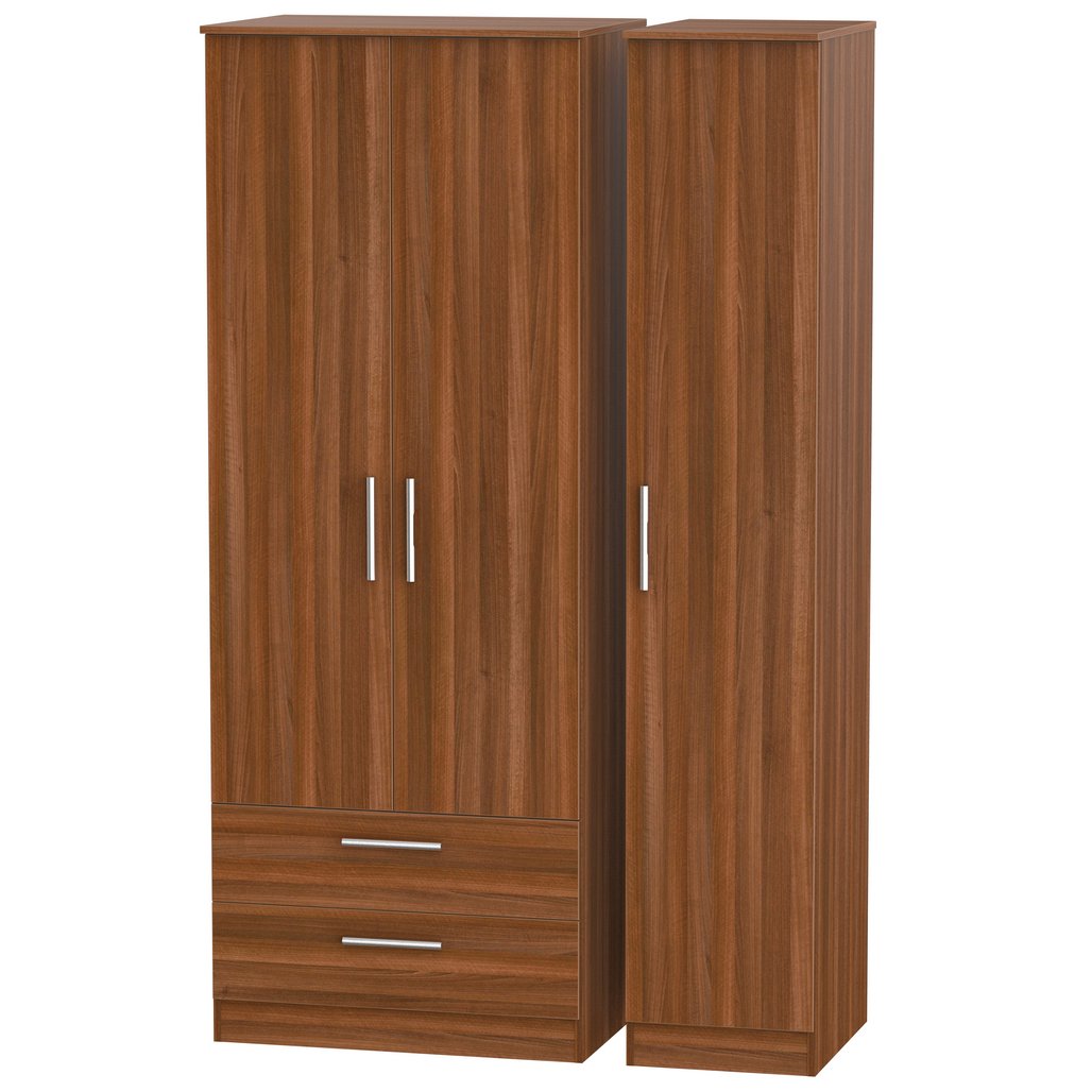 Contrast Tall Large 2 Drawer 3 Door Triple Wardrobe