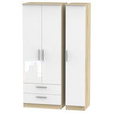 Contrast Tall Large 2 Drawer 3 Door Triple Wardrobe