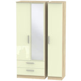 Contrast Tall Mirrored Large 2 Drawer 3 Door Triple Wardrobe